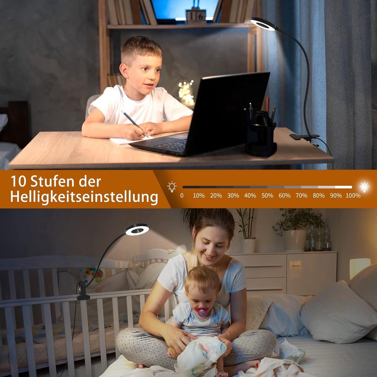 Casalora Bureaulamp LED Dimbaar – LED leeslamp – Met Klem – Opladende USB – 3 Kleurmodi – 40 cm – Zilver thumbnail 5
