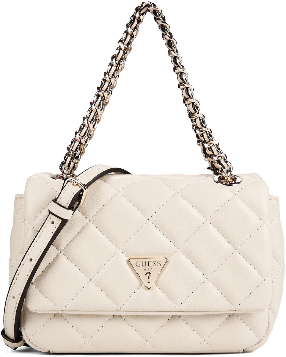 GUESS schoudertas Juliet Mini Flap Bag Bone crème