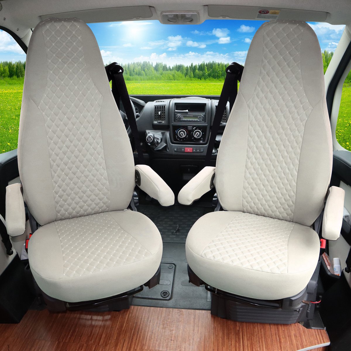 Camper Stoelhoezen voor Carthago Chic C-Line Aguti Stoelen (Bestuurder & Passagier) in Beige