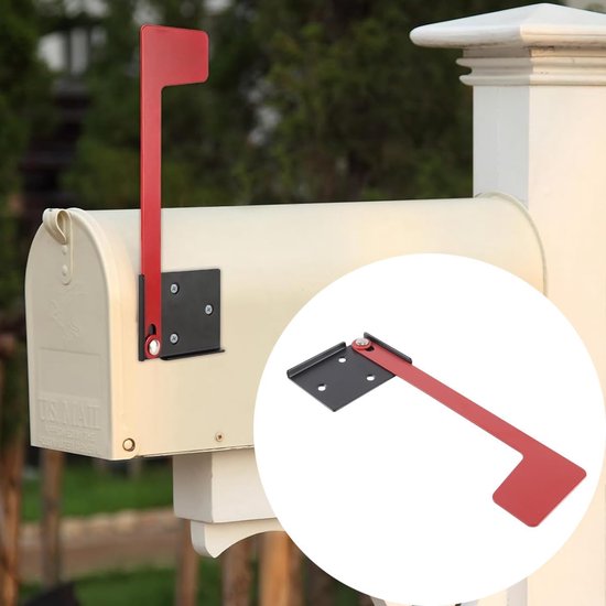 Brievenbusvlag metaal rood - opplakbaar zonder gereedschap - wandpaalmontage - lichtgewicht en opvouwbaar - ShopVlot — afbeelding 4