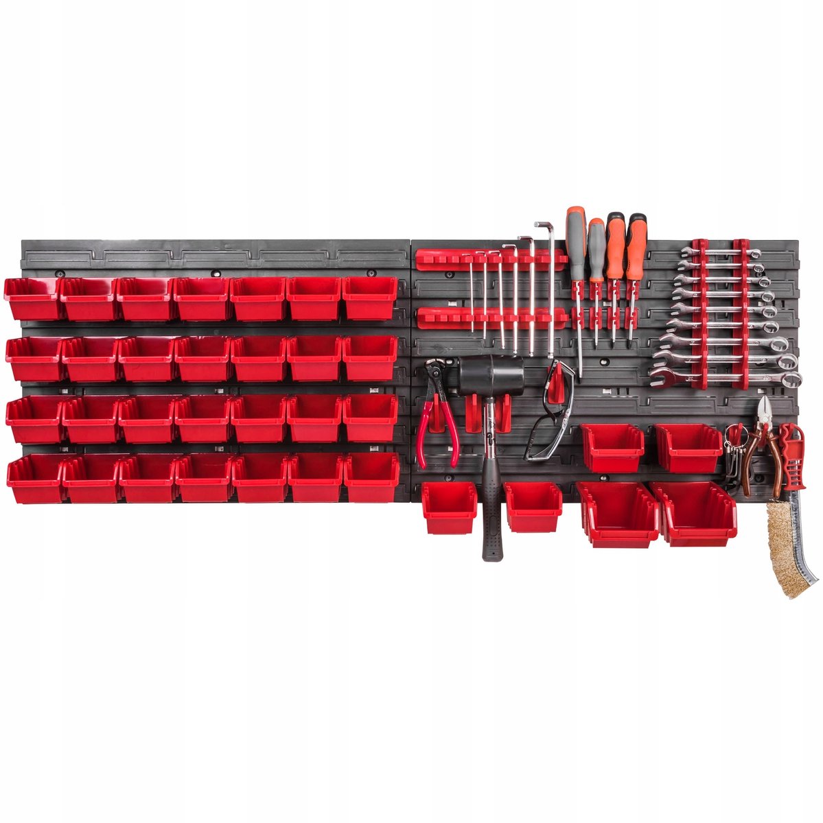 Gereedschapswand 115x39 cm met bakjes en ophanghaken