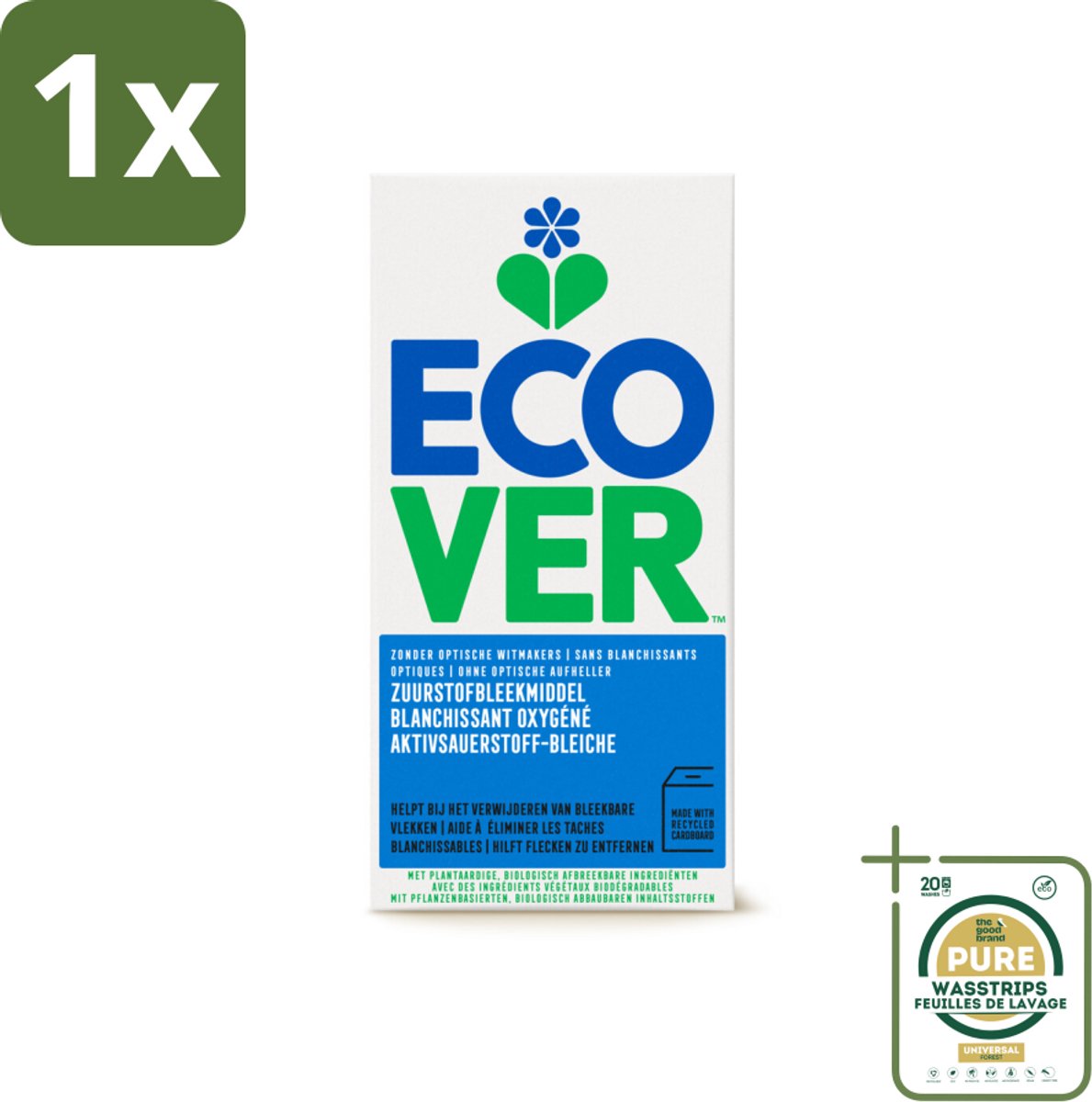 1 x Ecover - Zuurstofbleekmiddel - 400 g- Zuurstofbleekmiddel - Chloorvrij - Natuurlijk Wit - Vlekverwijdering - Zuurstof