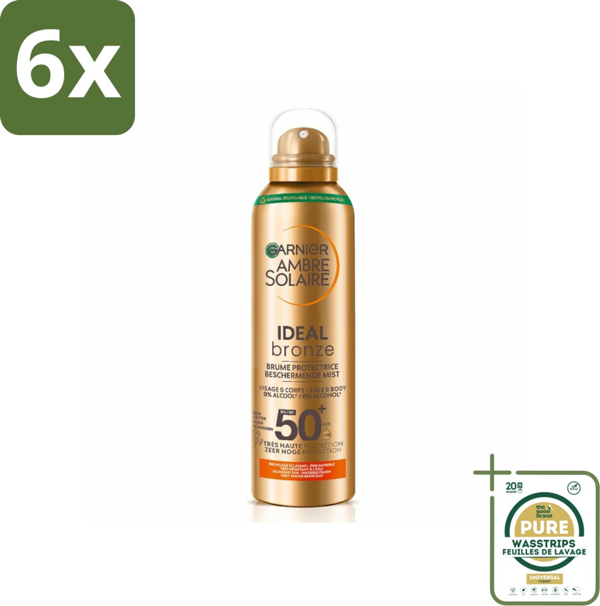 Garnier - Ambre Solaire - Beschermende Mist - Ideal Bronze - SPF 50+ - 150 ml - Voordeelverpakking - 6 stuks - SPF 50 - Ambre Solaire