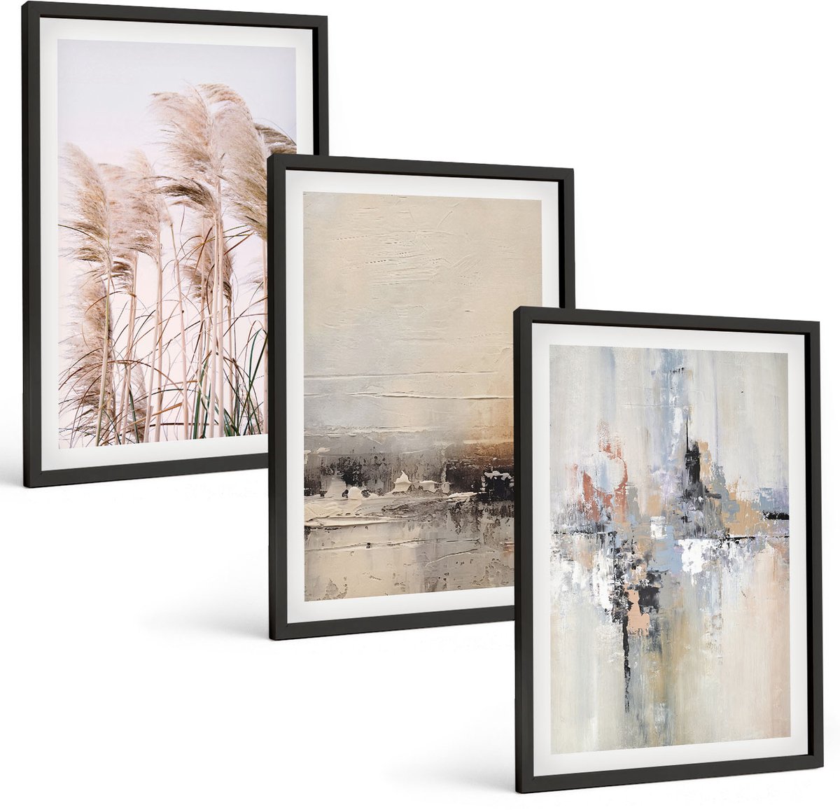 Tulup 4-Delige Schilderij Set - Abstracte patronen van natuurlijke vegetatie in ingetogen kleuren. - 40 x 60 cm - Schilderijen Set - Wanddecoratie - Woonkamer