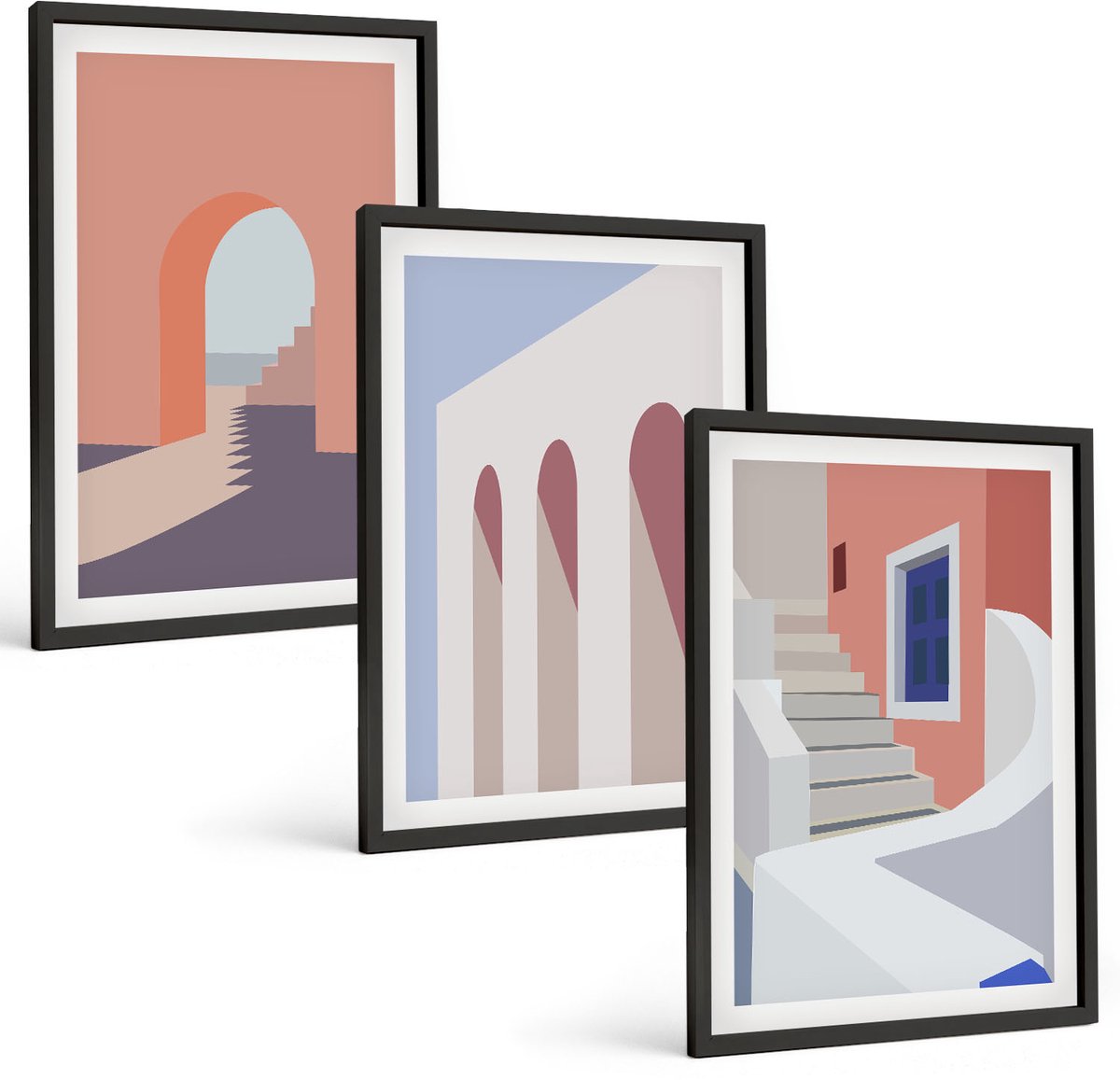 Tulup 4-Delige Schilderij Set - Illustraties van stedelijke architectuur in minimalistische stijl - 40 x 60 cm - Decoratieve Muurdecoratie - Slaapkamer