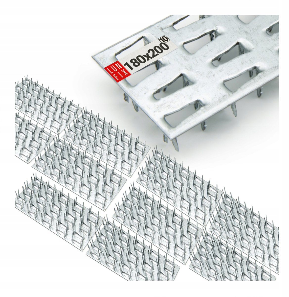 LUN FIX - Platte verbindingsstukken - 180 x 200 x 1,3 mm - 10 stuks