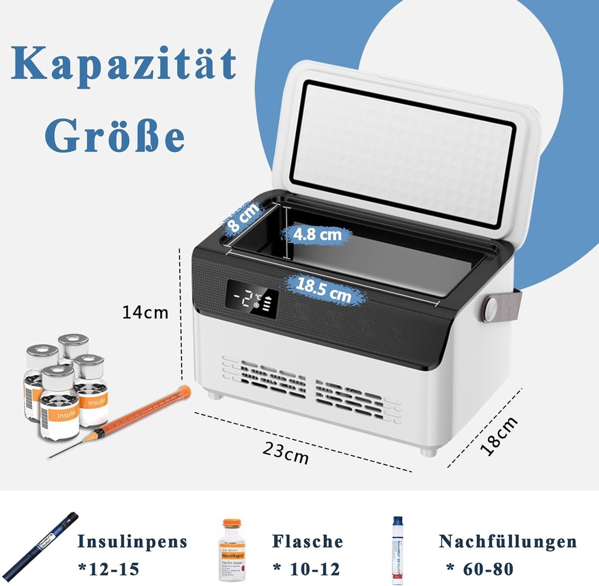 Insuline Koelbox - Wit - Draagbare Medicijnenkoelkast met LCD-scherm - Voor Thuis en Reizen