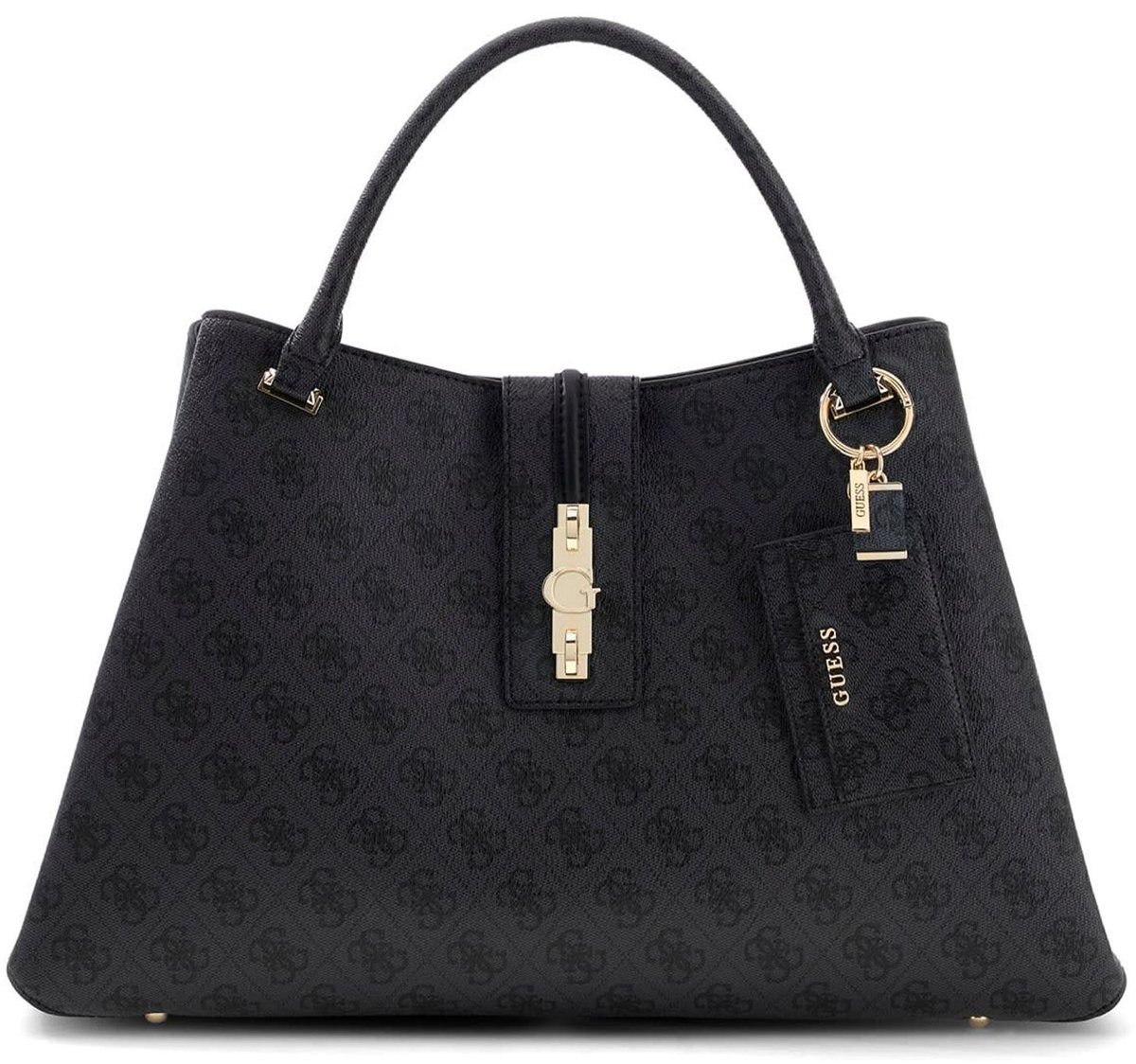 GUESS handtas schoudertas Yvonne Girlfriend Carryall Coal Logo donkergrijs