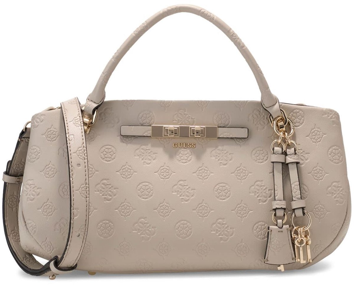 GUESS schoudertas handtas Carmella 3 Comp Satchel Bone Logo beige