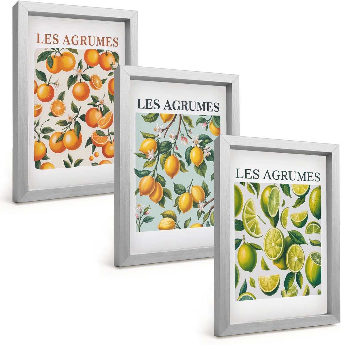 Tulup 4-Delige Schilderij Set - Fruitige citruspatronen in pastelkleuren - 20 x 30 cm - Schilderijen Set - Wanddecoratie - Woonkamer - Woonkamer Decoratie