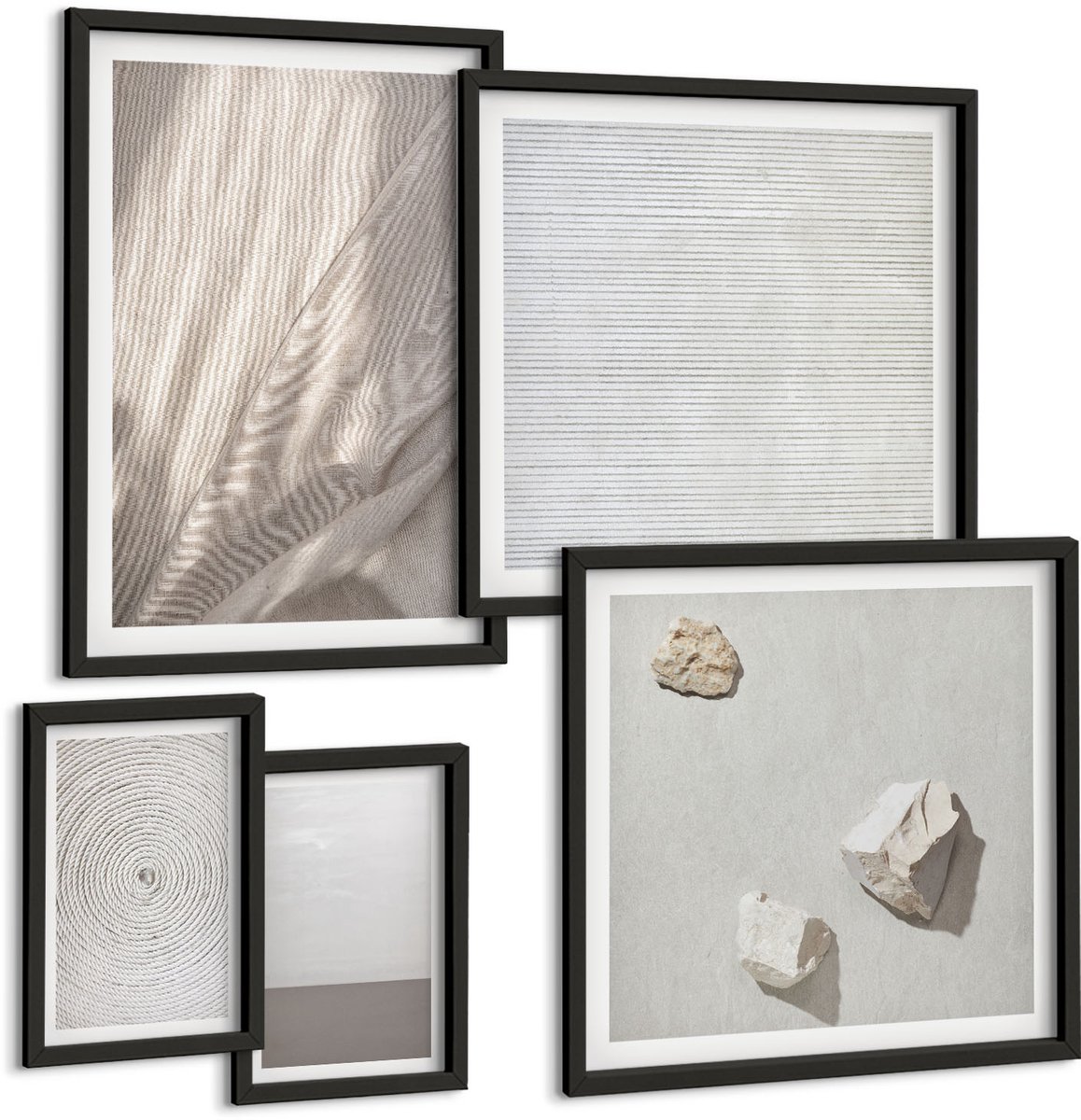 Tulup 4-Delige Schilderij Set - Verfijnde natuurlijke texturen in boho-stijl - 50 x 50 cm, 20 x 30 cm en 40 x 60 cm - Wanddecoratie - Moderne Interieurdecoratie