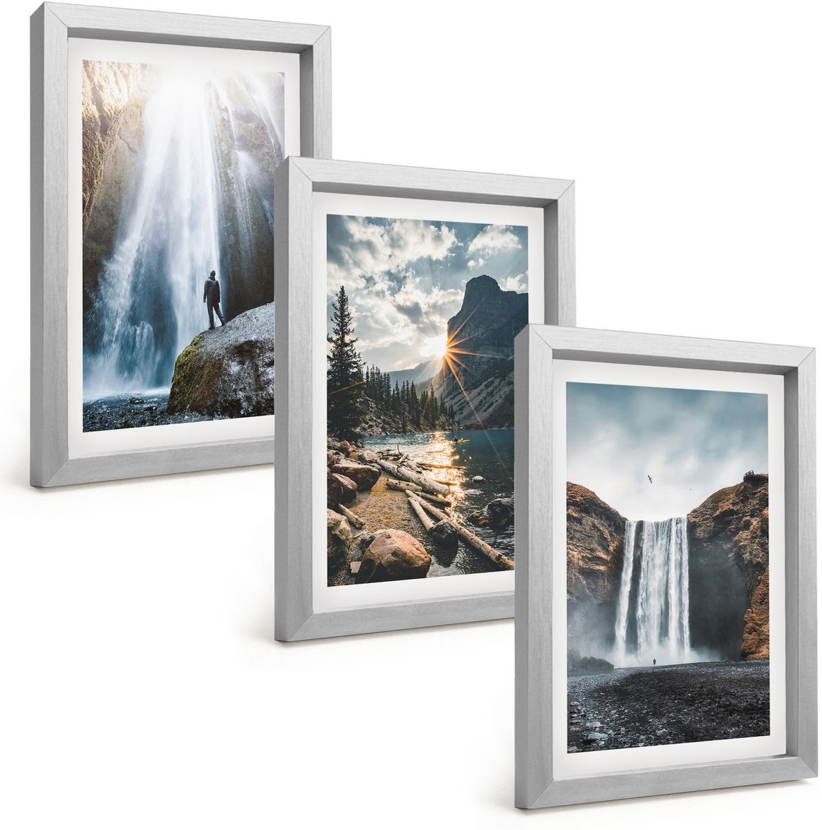 Tulup 4-Delige Schilderij Set - Watervallen in de bergen met prachtige natuurlijke landschappen - 20 x 30 cm - Muurdecoratie - Interieur Decoratie