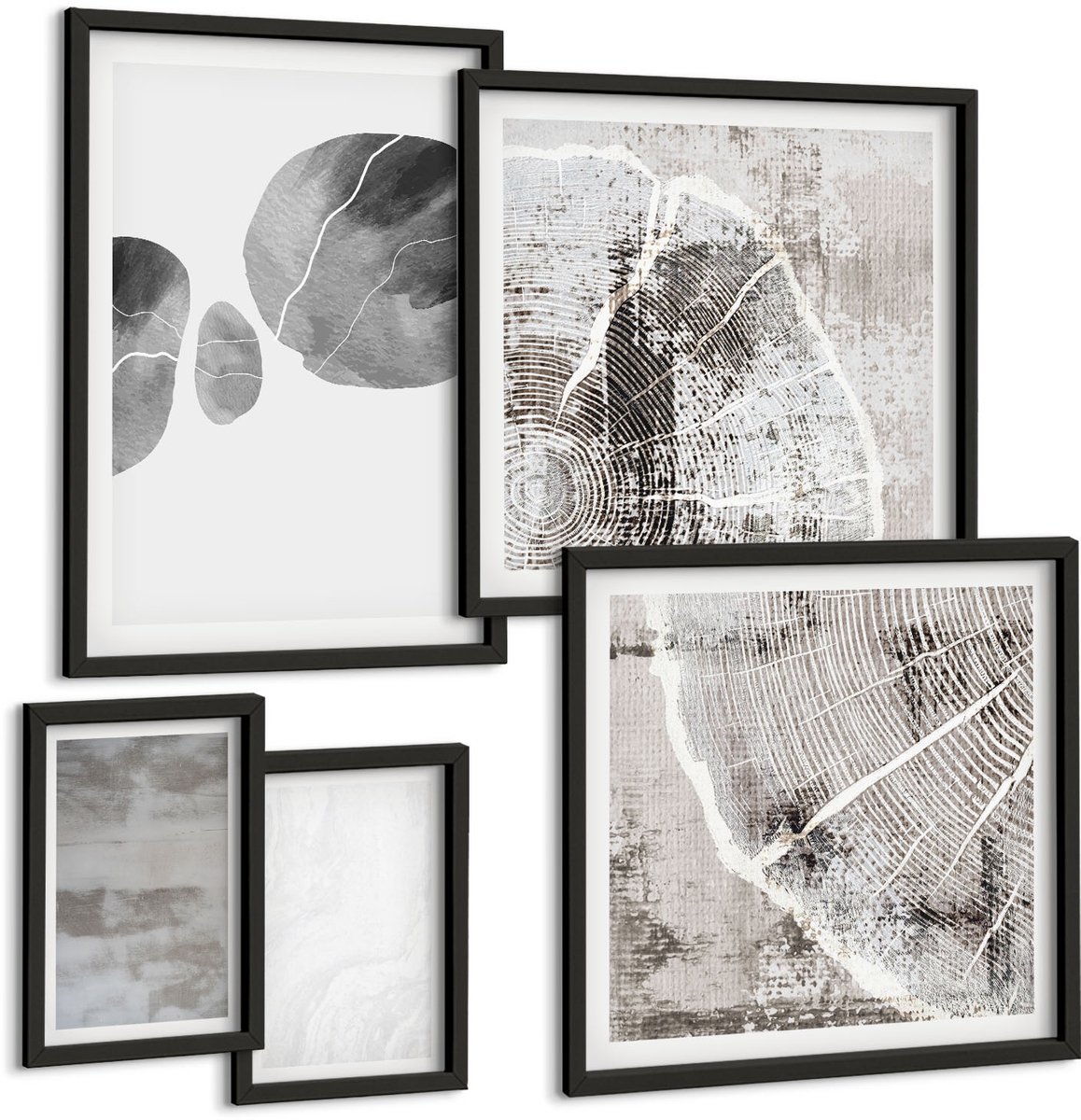 Tulup 4-Delige Schilderij Set - Abstracte vormen en structuren in moderne stijl. - 50 x 50 cm, 20 x 30 cm en 40 x 60 cm - Muurdecoratie - Interieur Decoratie - Moderne Wanddecoratie
