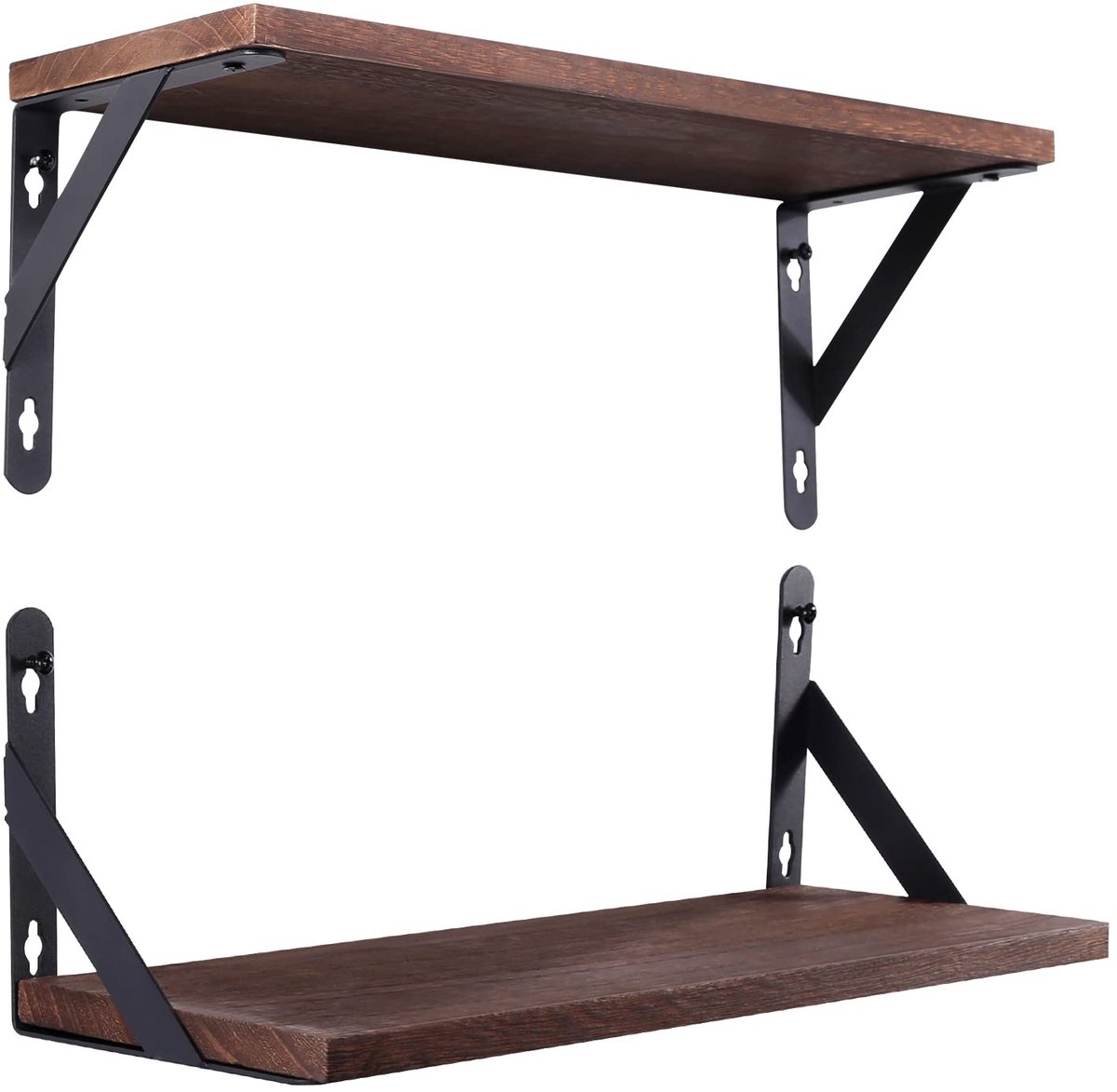 Famanu Set van 2 wandplanken, zwevende planken van rustiek hout, afmetingen 42,5 x 15 x 14 cm, functioneel rek voor keuken, kantoor en woonkamer Naturel