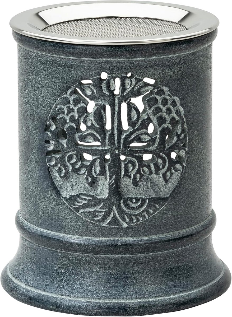 MaMeMi Smoke burner made of SPECKSTEIN[Height 10 cm, Handmade] Natural material [Motif World Tree/Tree of Life] - ShopVlot
