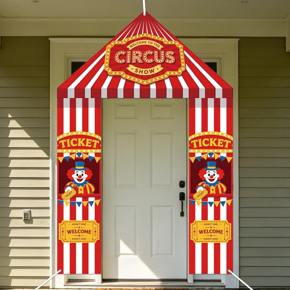 MAYJOYDIY Decoratieve deurbanner voor circustent, carnaval, decoratie, clown-partybanner, achtergrond, opknoping voor - ShopVlot