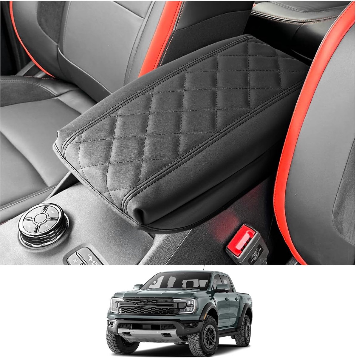 CDEFG Compatible with Ford Ranger T9 2023 2024 2025 Raptor Wildtrak XLT center armrest, armrests, lid, cover, scratch - ShopVlot