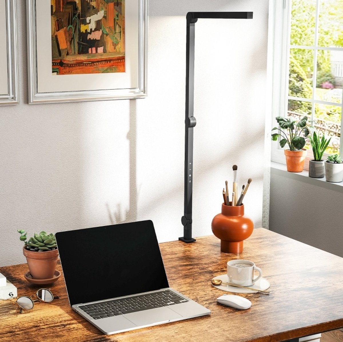Klemlamp Dimbaar En Verstelbaar 121,5 Cm Aluminium Zwart Voor Bureau En Leeshoek Met 96 Led En Kleurtemperatuur