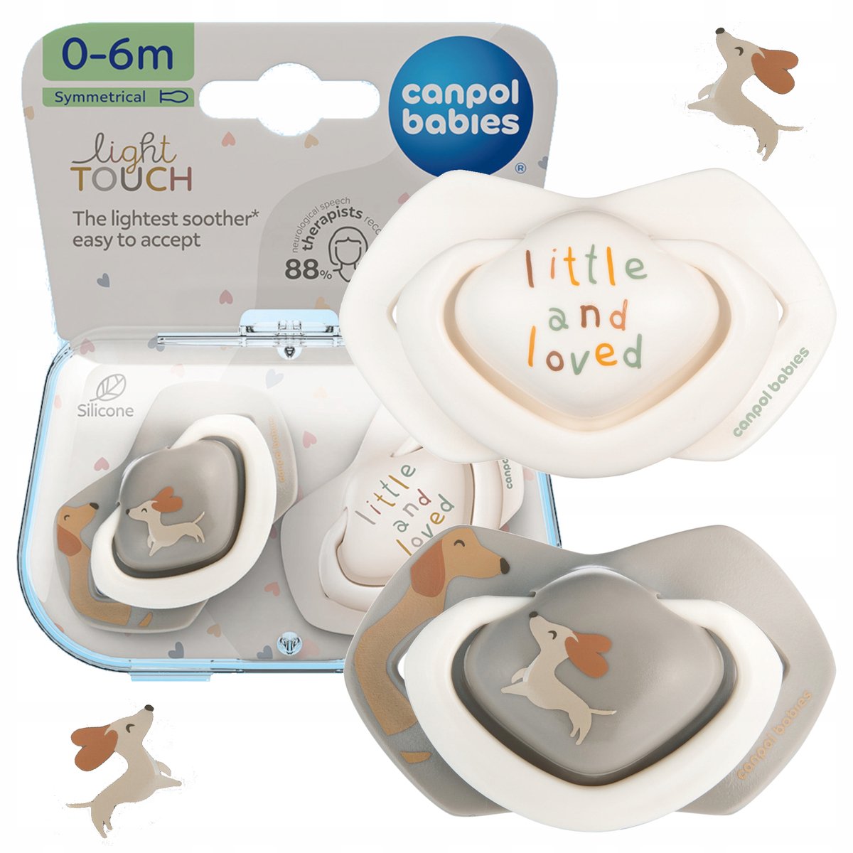 Canpol babies Symmetry Speen 0-6M 2 Stuks Hondenprint