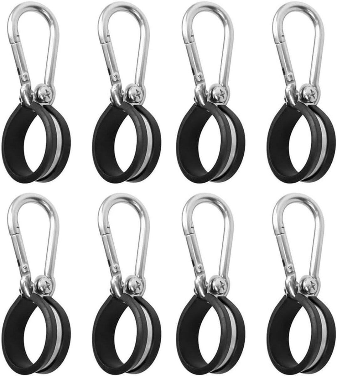 8pcs Cable Clips Rubber with Carabiner Hooks, 40mm Tube Clamps, Stainless Steel with Rubber Insert, P-Clips Hose - ShopVlot