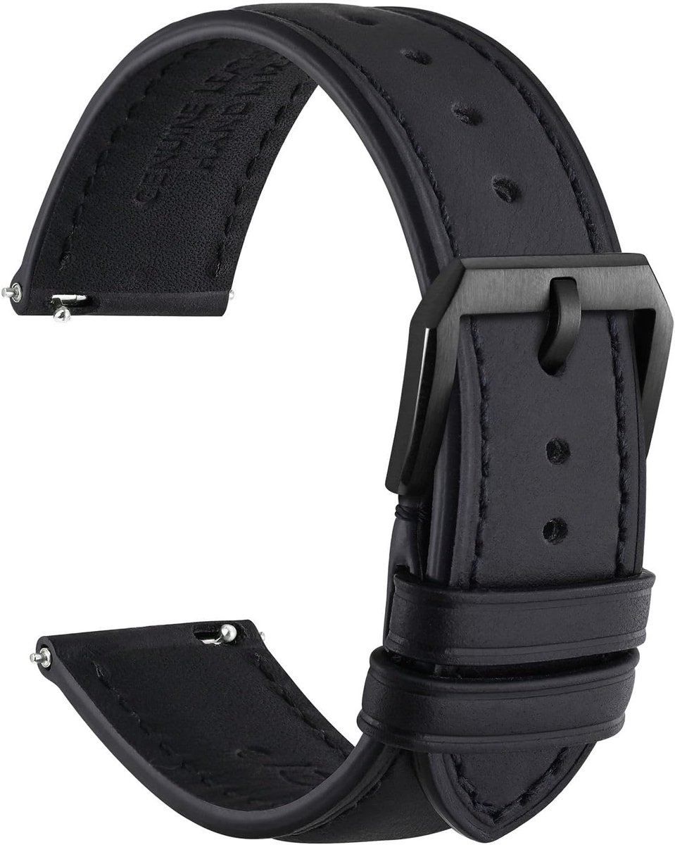 WOCCI Watch strap, genuine leather, dark lining leather, quick release, strap width 18 mm 20 mm 22 mm - ShopVlot