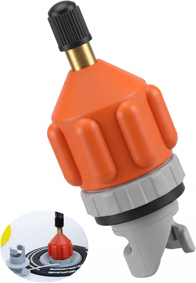 SUP-pompadapter 1 stuk oranje - Universele luchtpomp adapter met afdichtring. Perfecte adapter luchtpomp luchtmatras - ShopVlot