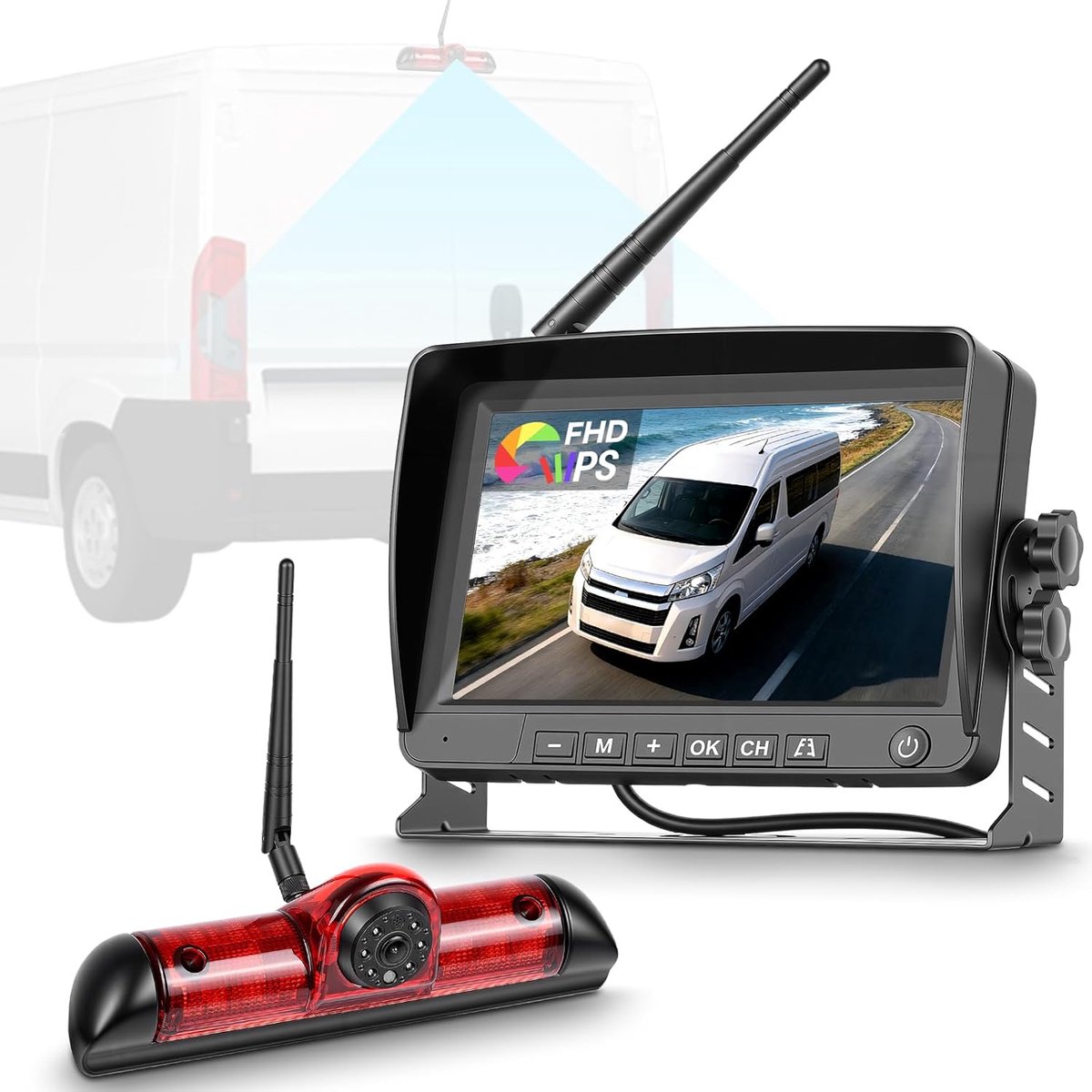 Hodozzy 720P Kit Achteruitrijcamera draadloze voor Fiat Ducato 3/Peugeot Boxer/Citroen Jumper avec IPS-scherm - ShopVlot
