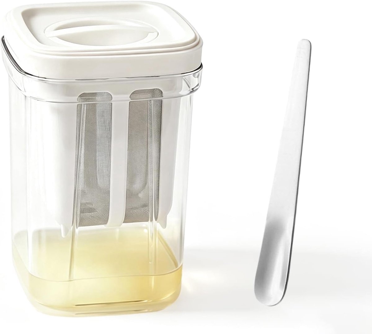1100 ml yoghurtzeef met deksel en yoghurtlepel voor kefir kwark Greek meer - ShopVlot