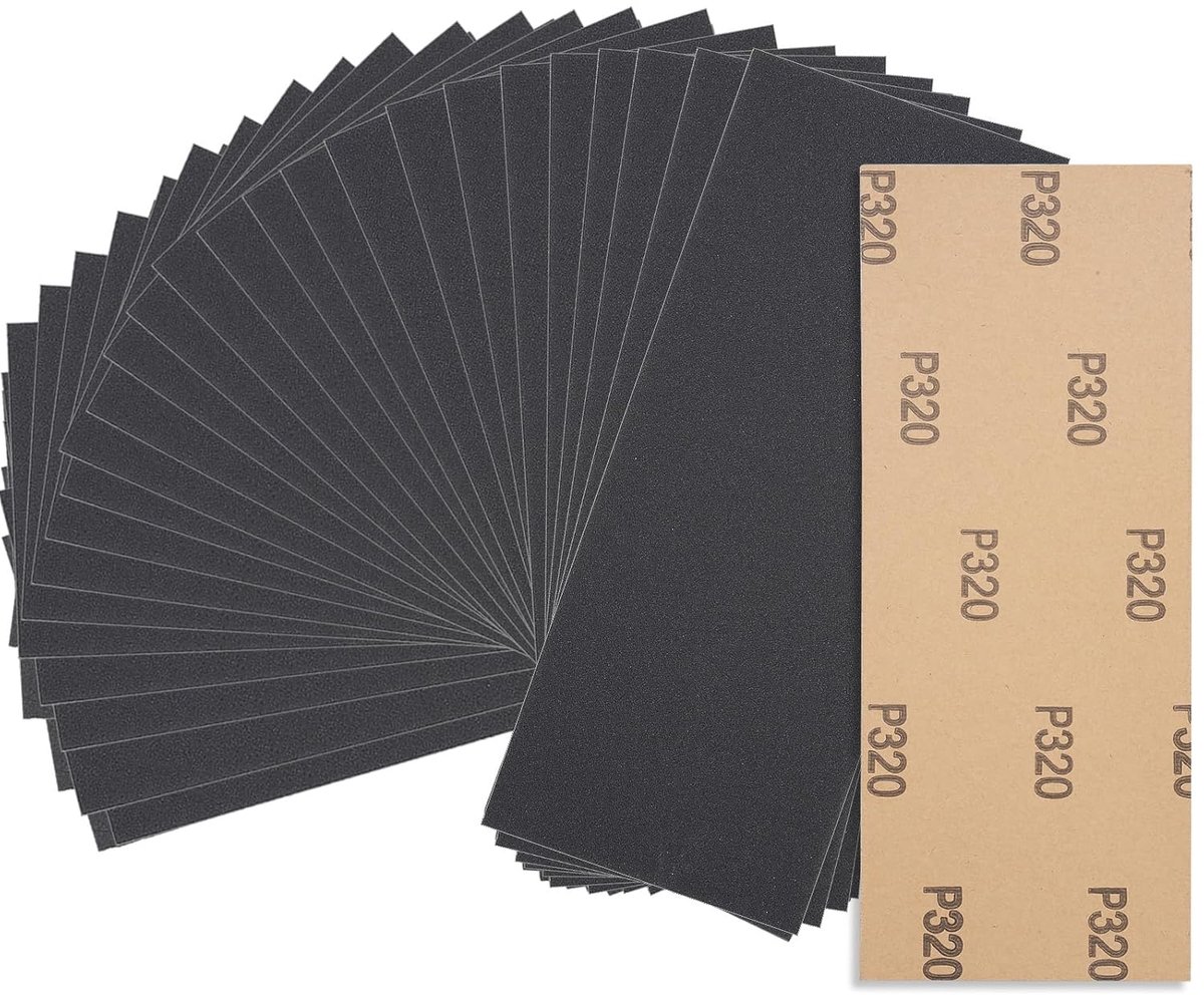 OUMIK 320 Grit Sandpaper, Dry/Wet Sandpaper for Wood, Glass, Car, Metal, Wooden Furniture, Varnish - ShopVlot