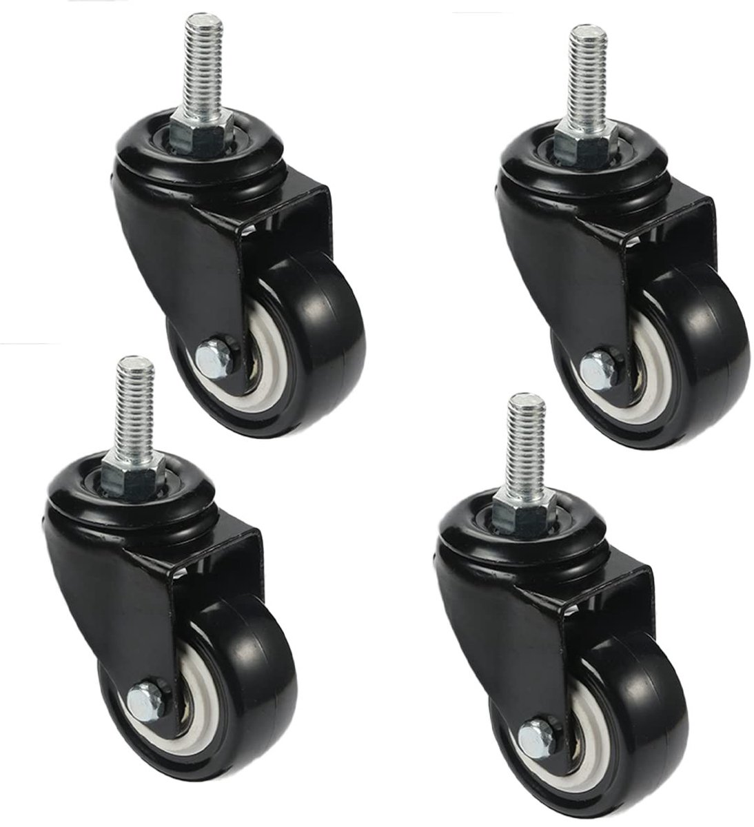 Zwenkwielen voor Bureaustoelen - Zwart - 1,5 inch - Rubber - Voor Alle Vloeren