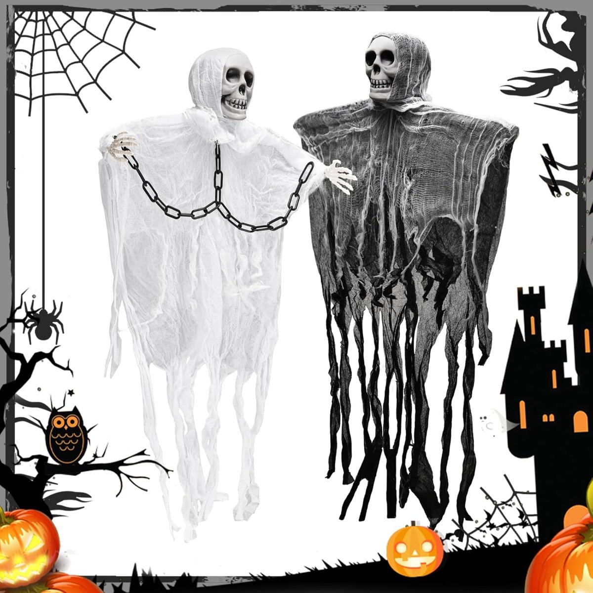 Piece Halloween Skeleton Decoration, Hanging Creepy Ghosts for Halloween, Indoor and Outdoor Decoration - ShopVlot