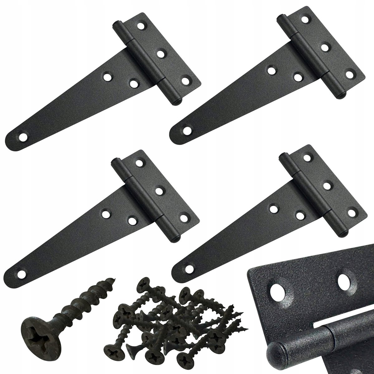 Set van 4 Zwarte Scharnieren 120mm voor Poorten, Deuren, Meubels
