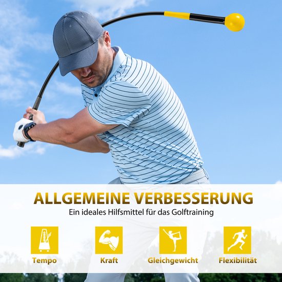 COSTWAY Golf Swing Trainer, 80/100/120 cm golftrainingshulp met gewichtskop, golf-vliegtrainer voor houdingscorrectie, binnen en buiten, golfzwaaitrainer voor beginners, professionals van Costway — afbeelding 2