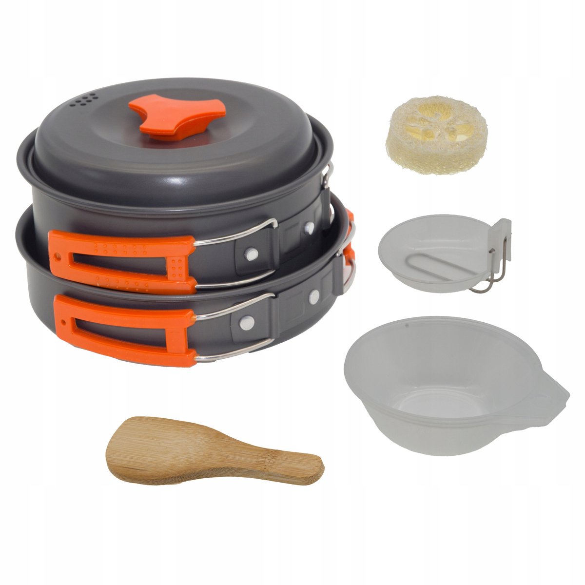 Lichtgewicht kampeer kookset met pan, pot, mokken & accessoires