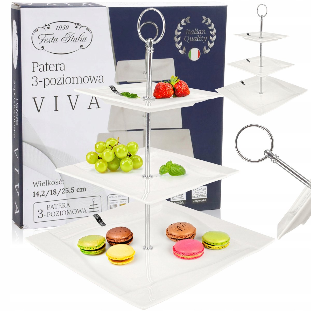 3-Laags Porseleinen Taartplateau - Wit, Modern - Voor Taart & Fruit