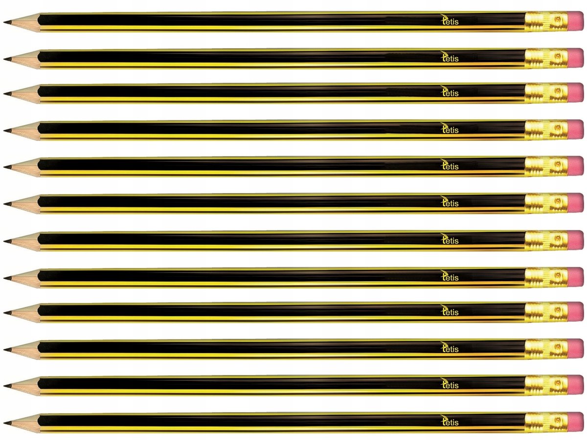 Tetis Potloden B5 met Gum - 12 Stuks