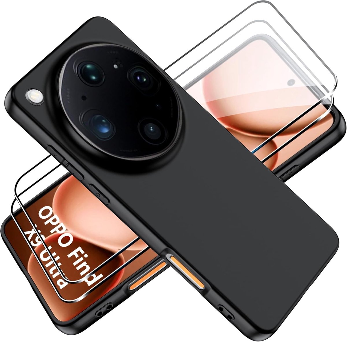 Tieeyivv Case for Oppo Find X9 Ultra with 2 Pieces for Tempered Glass Screen Protector Screen Protector Soft Matte - ShopVlot