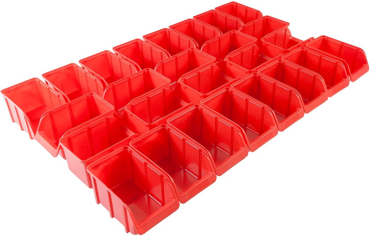 Famanu Opbergbox van polypropyleen, stapelbox, 26 x Rood