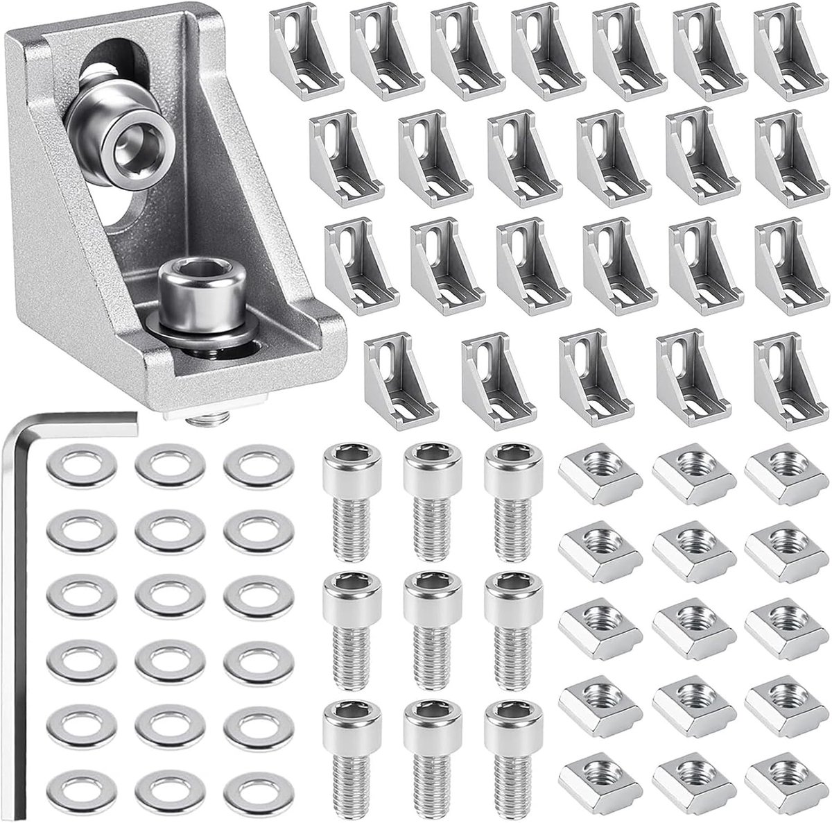 24 x bevestigingsmateriaal hoek, aluminium profiel 20 x 20 aluminium - ShopVlot