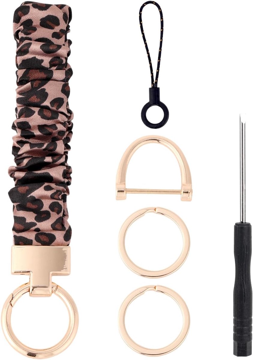 Mikovivi Luipaard Rekbare Pols Sleutelhanger, Scrunchie Sleutelring Armband voor Vrouwen Mode Luipaardprint Pols - ShopVlot