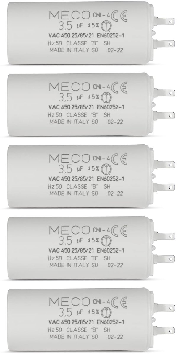 Set of 5 capacitors 3.5 µF specially for roller shutters motor 10 Nm with small clamps 2,8 mm - ShopVlot