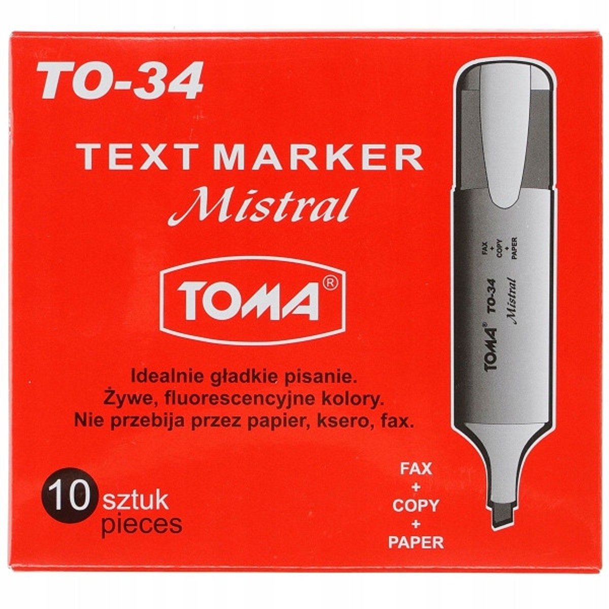 Toma Fluorescerende Gele Markers - Set van 10 Stuks