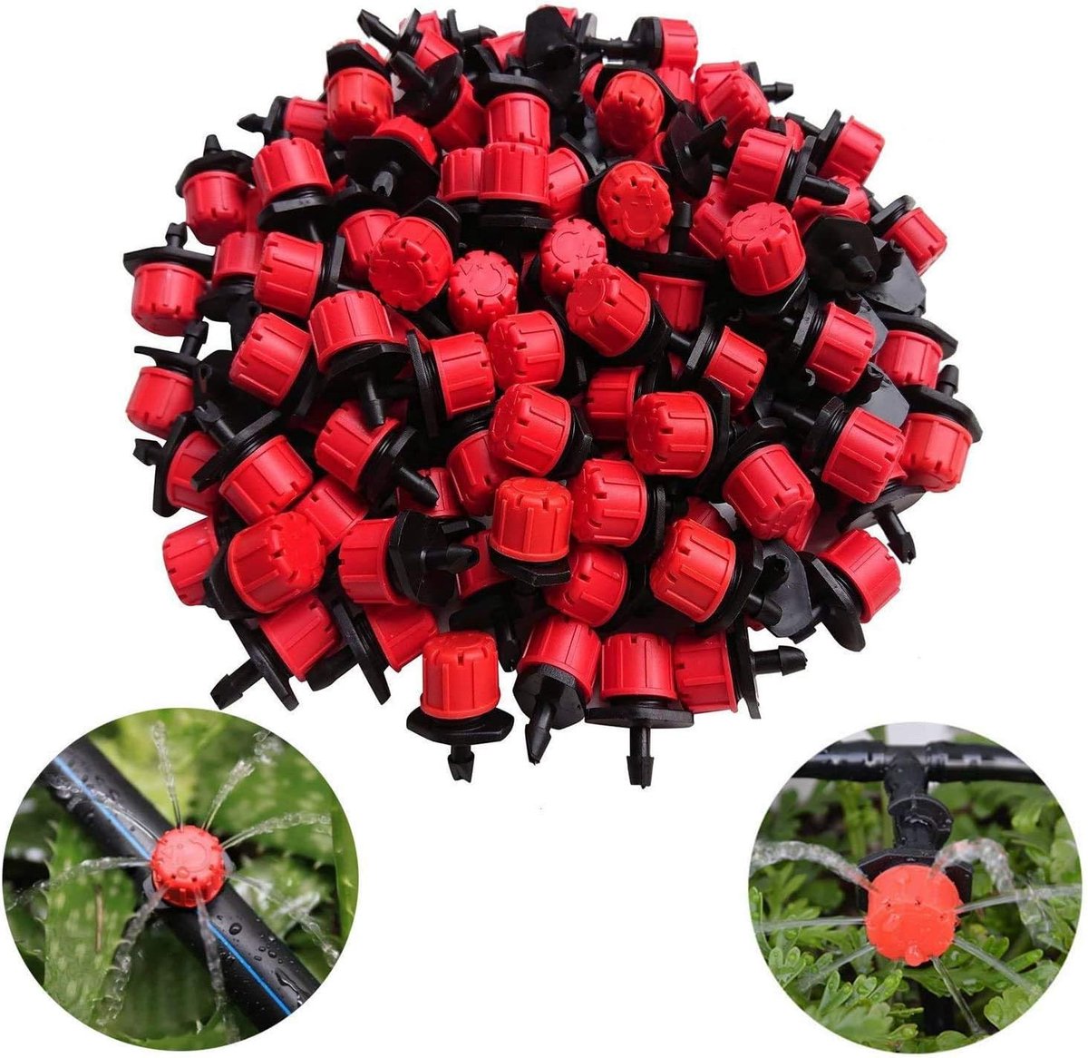 100Pcs Adjustable Micro Drip Irrigation System Watering Sprinklers Anti-clogging Emitter Dripper Red Garden Supplies - ShopVlot