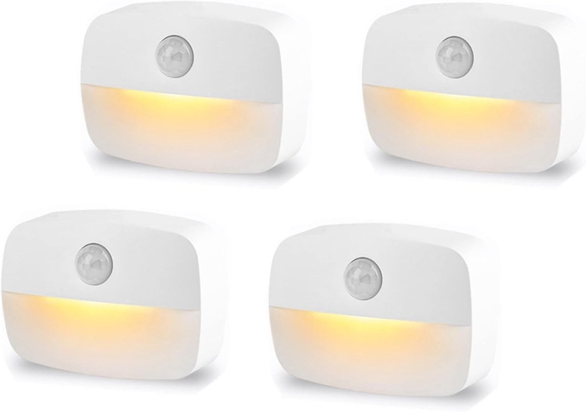 Sensor lampjes met bewegingsmelder - Wit - 6,4 x 4,4 x 2,7 cm - LED Nachtlampjes met Sensor voor Binnengebruik