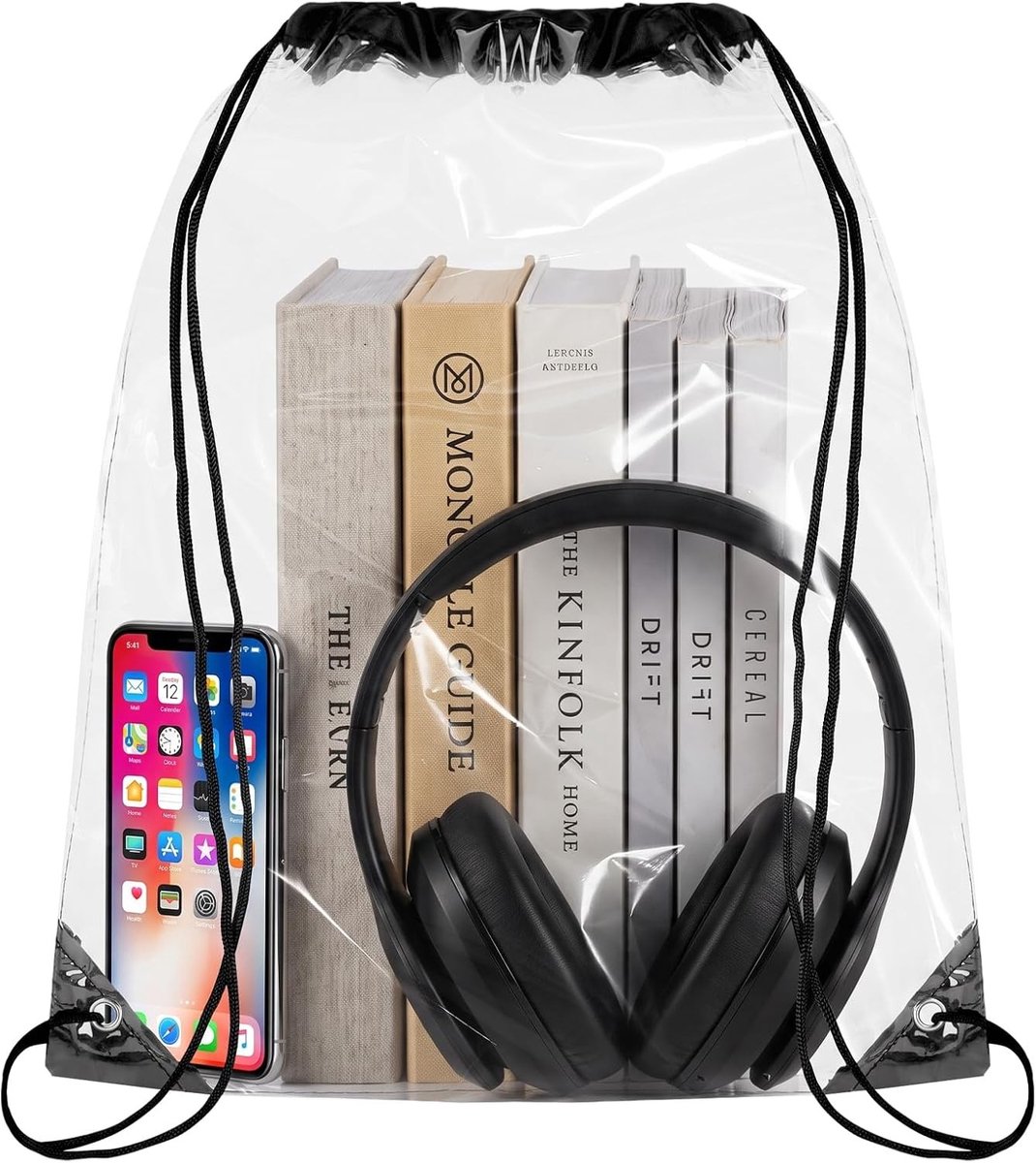 Sauna tas doorzichtig - Zwart - 43 x 33 cm - Transparante PVC Sporttas met Trekkoord - Uniseks