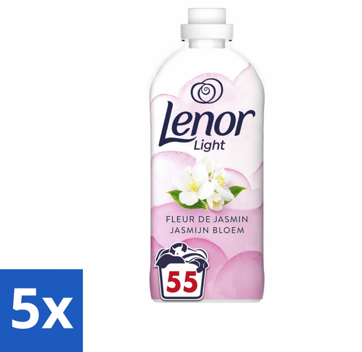 Lenor Light - Wasverzachter - Jasmijnbloem - Fris & Zacht - 55 Wasbeurten - Bulkverpakking - 5 stuks