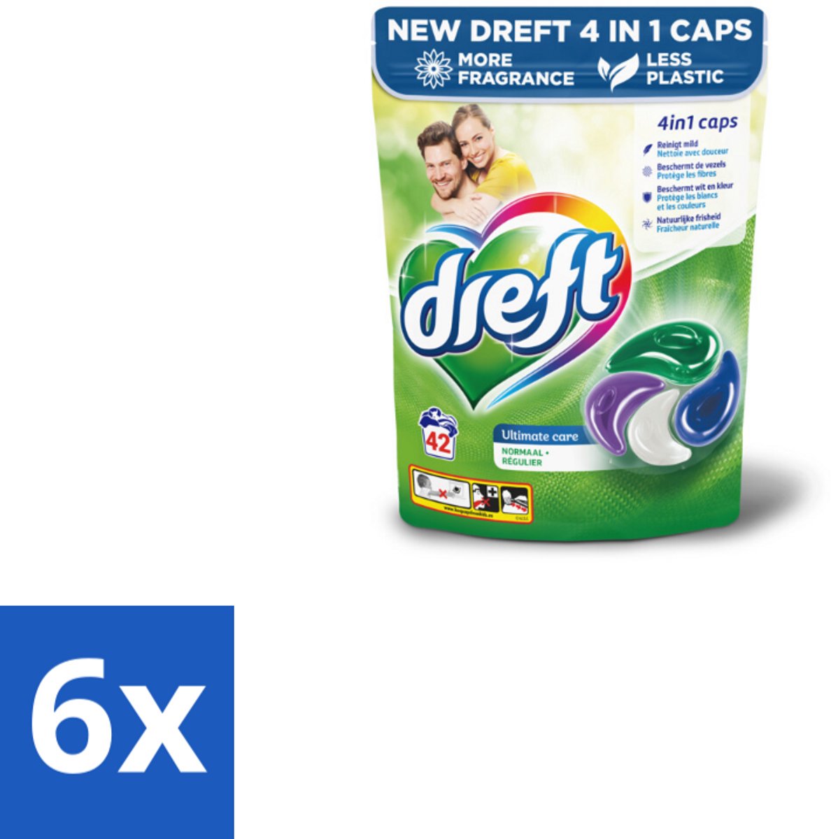 6 x Dreft - Wasmiddelcapsules - Ultimate Care - Zachte verzorging - 42 Wasbeurten - Wasmiddel Capsules - Wasmiddel - Wascapsules - Wasverzorging - Wasmiddel Voor Gekleurde Was