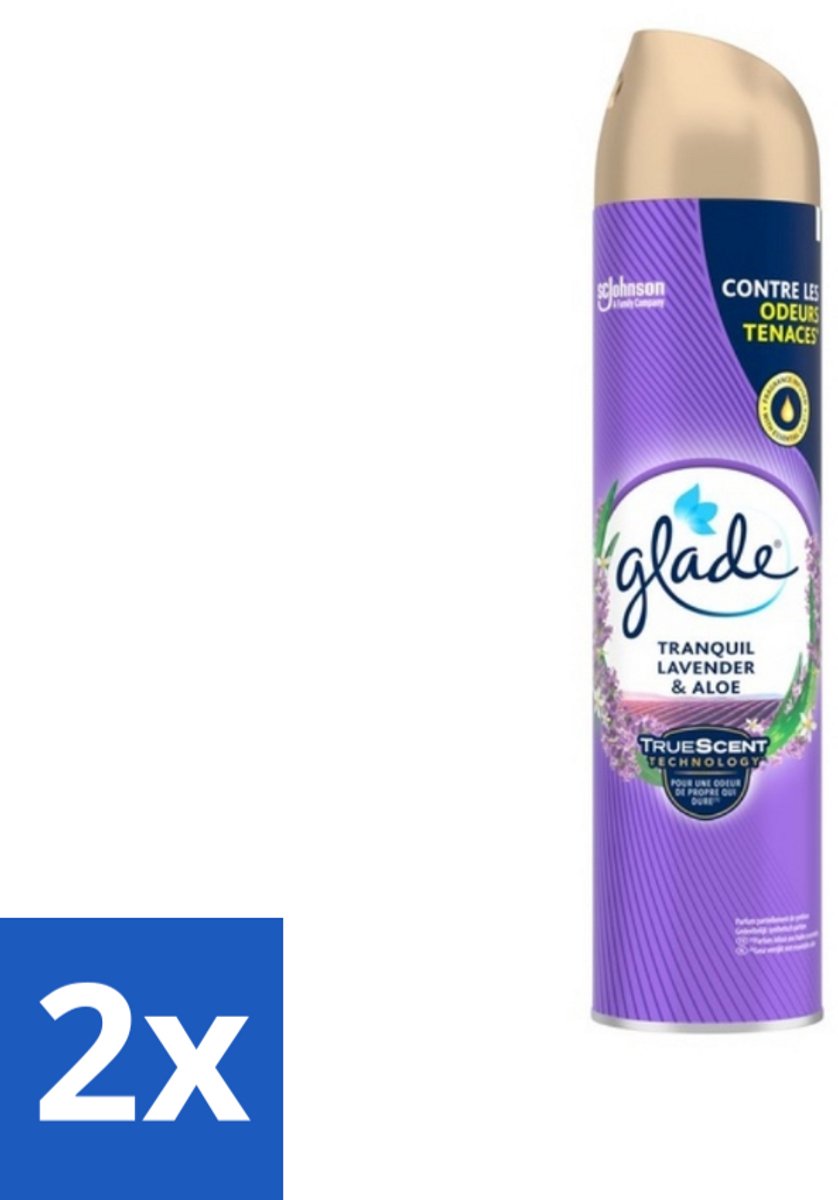 2 x Glade - Luchtverfrisser Spray - Tranquil Lavender & Aloë - 300 ml - Luchtverfrisser - Lavendel - Aloë - Geur - Frisheid