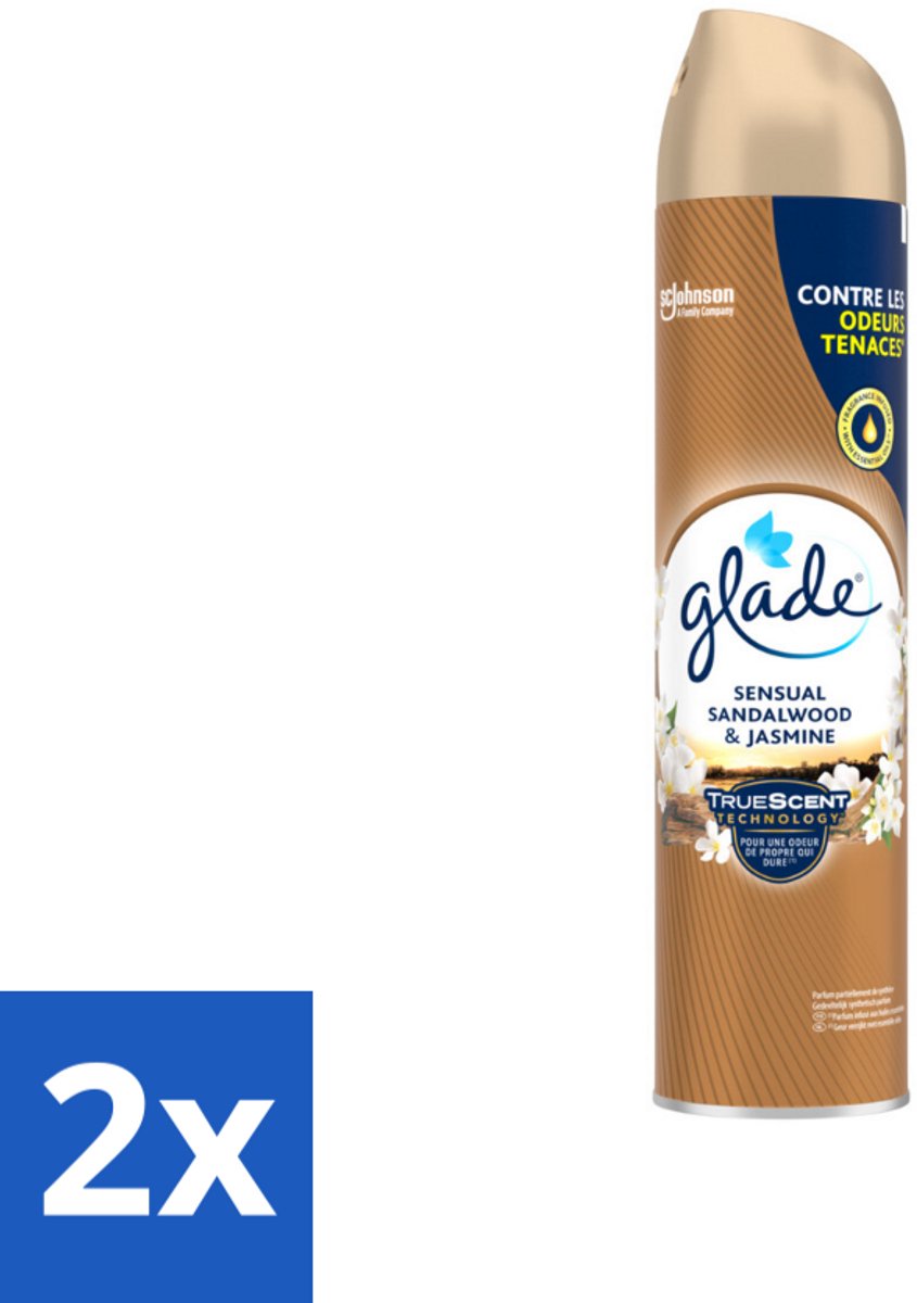 2 x Glade - Luchtverfrisser Spray - Sensual Sandelhout Jasmijn - 300 ml - Luchtverfrisser - Geur - Sandelhout - Jasmijn - Amber