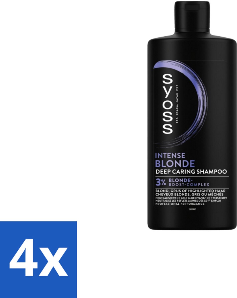 4 x SYOSS - Blonde - Shampoo - Langdurige Styling - 440ml - Blond Shampoo - Blonde Haarkleur - Gele Gloed Neutraliseren - Haarverzorging Blond Haar - Syoss Shampoo